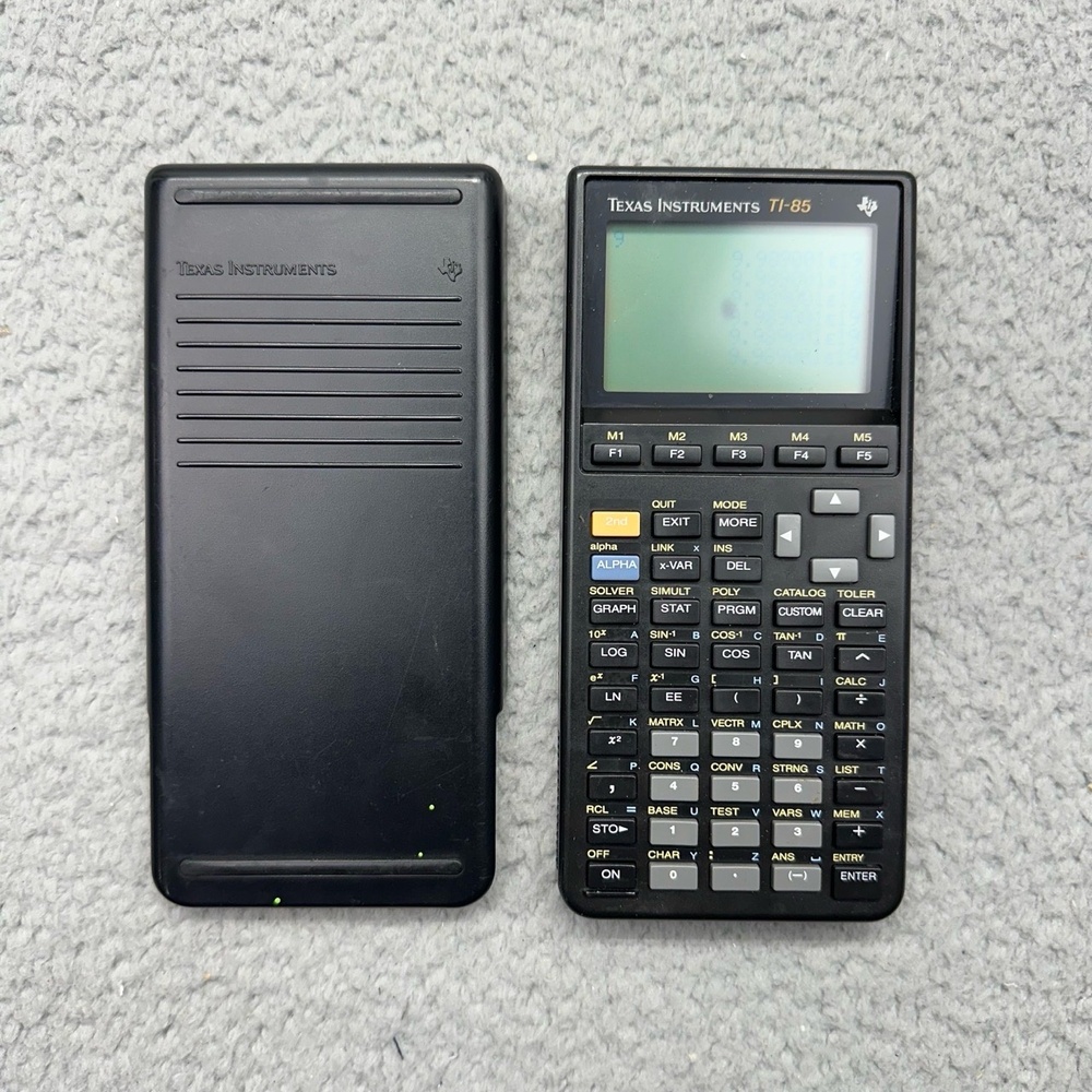 Texas Instruments TI-85 Black‎ Graphing Calculator w/ Cover Faint Screen & Spot